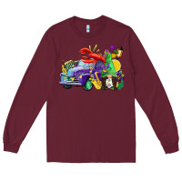 Burgundy mardi gras gnome on the truck Long Sleeve Tee - CowGirlArtShop