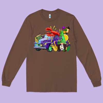 Mardi Gras Gnome On The Truck Long Sleeve Tee Designed By Cowgirlartshop