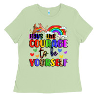 Matcha courage to be yourself rainbow message Ladies Tee - LillyAllenDesigns