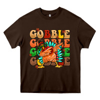 Chocolate Brown gobble gobble gobble gobble turkey Heavy Core Tee - MaliasSmallBusiness