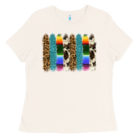 Bone serape leopard tooled leather cowhide background Ladies Tee - RanaPortraitStore