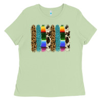 Matcha serape leopard tooled leather cowhide background Ladies Tee - RanaPortraitStore
