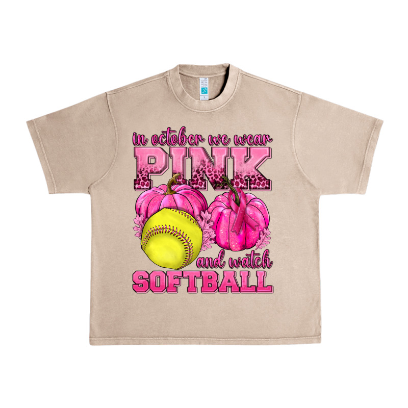 In October We Wear Pink And Watch Softball Urban Heavy Tee by texasbilliewilder | Teevron