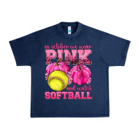 Navy In October We Wear Pink and Watch Softball Urban Heavy Tee - texasbilliewilder
