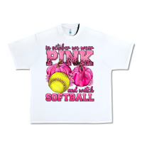 White In October We Wear Pink and Watch Softball Urban Heavy Tee - texasbilliewilder