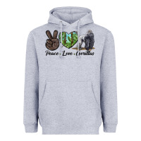 Heather Grey Peace Love Gorillas Heavyweight Hoodie - LillyAllenDesigns