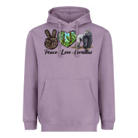 Lavender Peace Love Gorillas Heavyweight Hoodie - LillyAllenDesigns