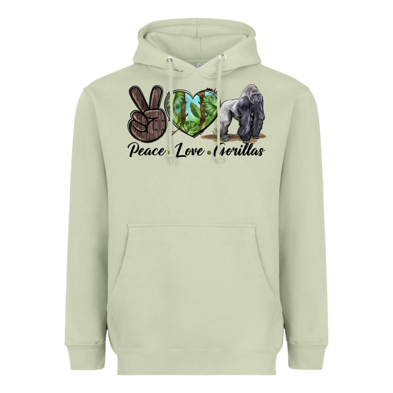 Peace Love Gorillas Heavyweight Hoodie by LillyAllenDesigns | Teevron