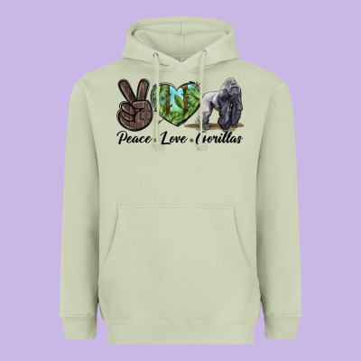 Peace Love Gorillas Heavyweight Hoodie Designed By Lillyallendesigns