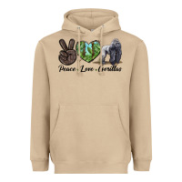 Mushroom Peace Love Gorillas Heavyweight Hoodie - LillyAllenDesigns