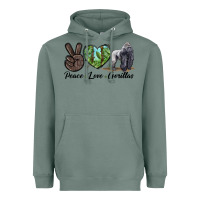 Sage Peace Love Gorillas Heavyweight Hoodie - LillyAllenDesigns