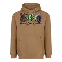 Toasted Coconut Peace Love Gorillas Heavyweight Hoodie - LillyAllenDesigns