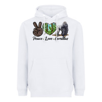 White Peace Love Gorillas Heavyweight Hoodie - LillyAllenDesigns