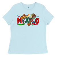 Baby Blue colorful mexico collage Ladies Tee - LillyAllenDesigns