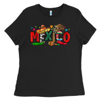 Black colorful mexico collage Ladies Tee - LillyAllenDesigns