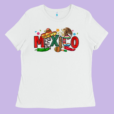 Colorful Mexico Collage Ladies Tee Designed By Lillyallendesigns
