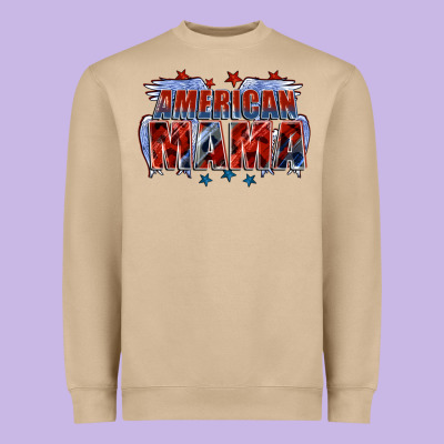 American Mama Mother's Day Heavyweight Sweatshirt Designed By Fadigitalartstudio