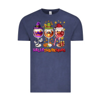 Hallothanksmas Wine Glasses Vintage Tee | Teevron