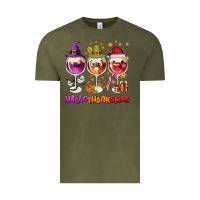 Vintage Olive Hallothanksmas wine glasses Vintage Tee - NancyCooperArtShop