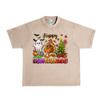French Oak Happy Hallothanksmas with ghost turkey and tree Urban Heavy Tee - texasbilliewilder