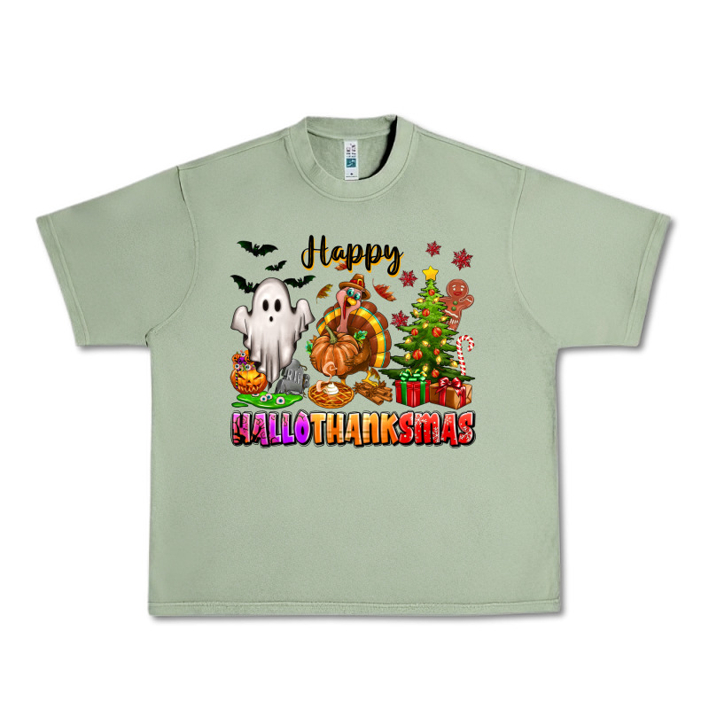 Happy Hallothanksmas With Ghost Turkey And Tree Urban Heavy Tee by texasbilliewilder | Teevron