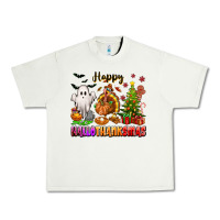 Pistachio Happy Hallothanksmas with ghost turkey and tree Urban Heavy Tee - texasbilliewilder