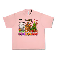 Salmon Happy Hallothanksmas with ghost turkey and tree Urban Heavy Tee - texasbilliewilder