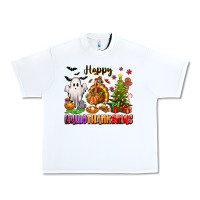 White Happy Hallothanksmas with ghost turkey and tree Urban Heavy Tee - texasbilliewilder