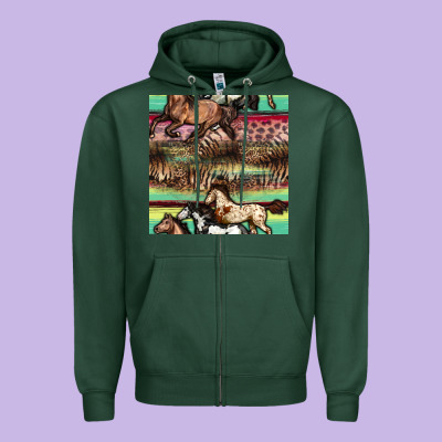 Horses Seamless Pattern Zipper Hoodie Designed By Bundleandbundleshop