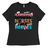 Black caregiver because nurses need heroes Ladies Tee - LillyAllenDesigns