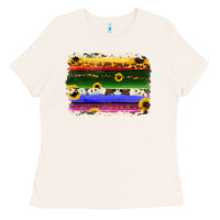 Bone serape sunflowers leopard cowhide background Ladies Tee - RanaPortraitStore