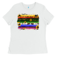 White serape sunflowers leopard cowhide background Ladies Tee - RanaPortraitStore