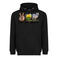 Black Peace Love Gray Fox Heavyweight Hoodie - LillyAllenDesigns