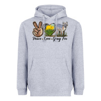 Heather Grey Peace Love Gray Fox Heavyweight Hoodie - LillyAllenDesigns