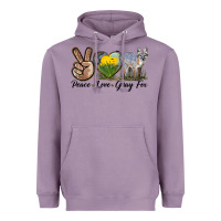Peace Love Gray Fox Heavyweight Hoodie | Teevron