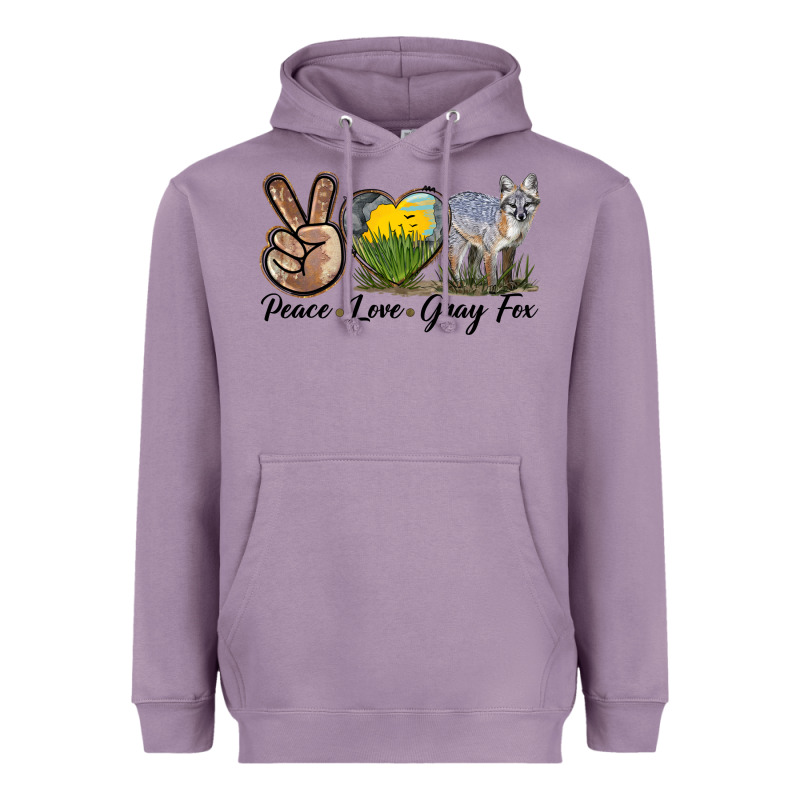 Peace Love Gray Fox Heavyweight Hoodie by LillyAllenDesigns | Teevron