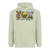 Matcha Peace Love Gray Fox Heavyweight Hoodie - LillyAllenDesigns