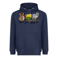Navy Peace Love Gray Fox Heavyweight Hoodie - LillyAllenDesigns
