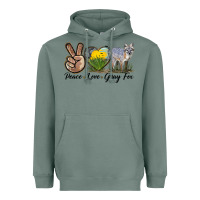 Sage Peace Love Gray Fox Heavyweight Hoodie - LillyAllenDesigns