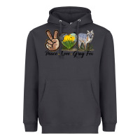 Smoke Peace Love Gray Fox Heavyweight Hoodie - LillyAllenDesigns