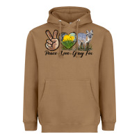Toasted Coconut Peace Love Gray Fox Heavyweight Hoodie - LillyAllenDesigns