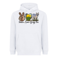 White Peace Love Gray Fox Heavyweight Hoodie - LillyAllenDesigns