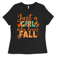Black just a girl who loves fall Ladies Tee - BundleAndBundleShop