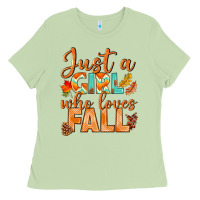 Matcha just a girl who loves fall Ladies Tee - BundleAndBundleShop
