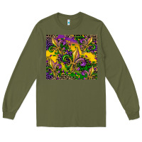 Army Green mardi gras fleur de lis Long Sleeve Tee - CowGirlArtShop