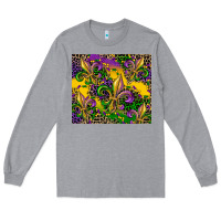 Heather Grey mardi gras fleur de lis Long Sleeve Tee - CowGirlArtShop