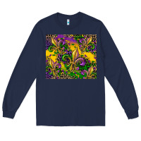 Navy mardi gras fleur de lis Long Sleeve Tee - CowGirlArtShop
