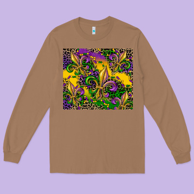 Mardi Gras Fleur De Lis Long Sleeve Tee Designed By Cowgirlartshop