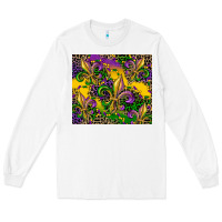 White mardi gras fleur de lis Long Sleeve Tee - CowGirlArtShop