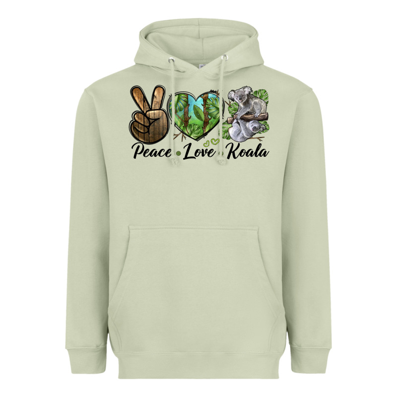 Peace Love Koala Heavyweight Hoodie by LillyAllenDesigns | Teevron